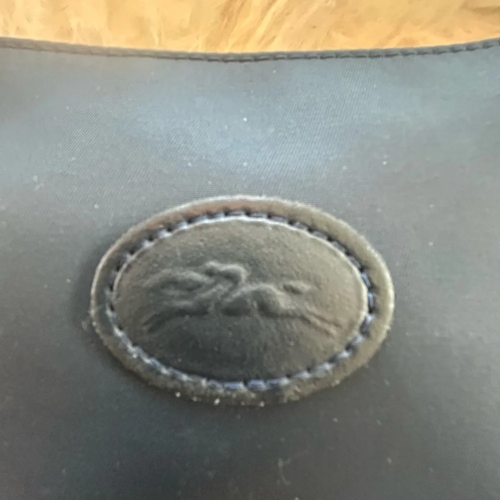 LONGCHAMP Nylon Crescent Shoulder Bag with Silver Accents in Navy